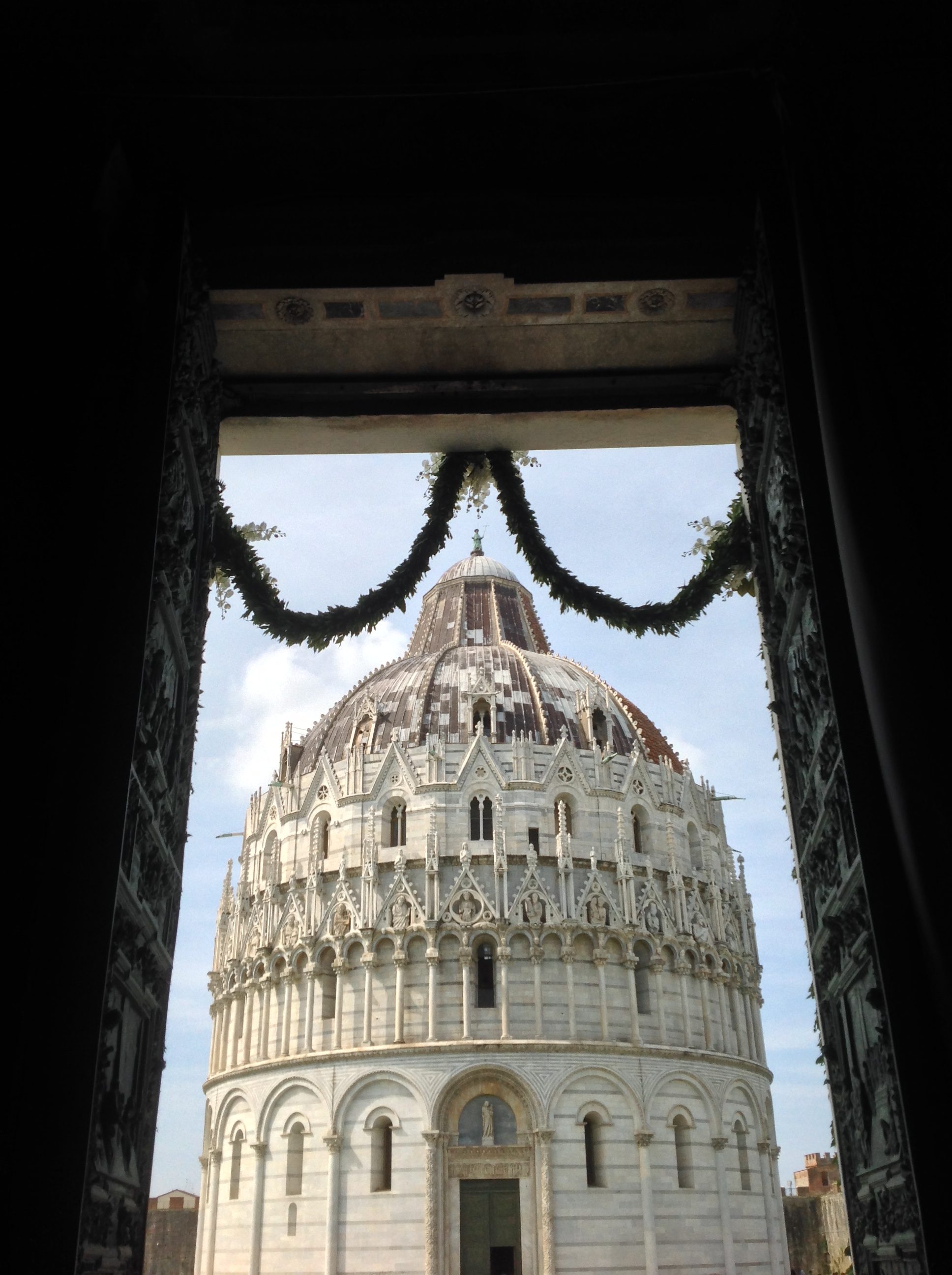 view of the Pisa Baptistry from the Cathedral